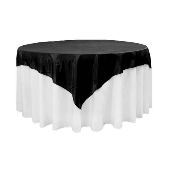 Other - Black Square 72" Satin Table Overlay Wedding Party Dining Tablecloth - New